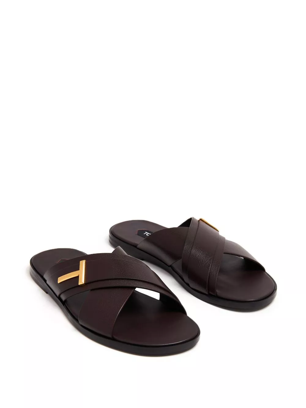 Affordable TOM FORD logo-plaque leather slides Men 0125