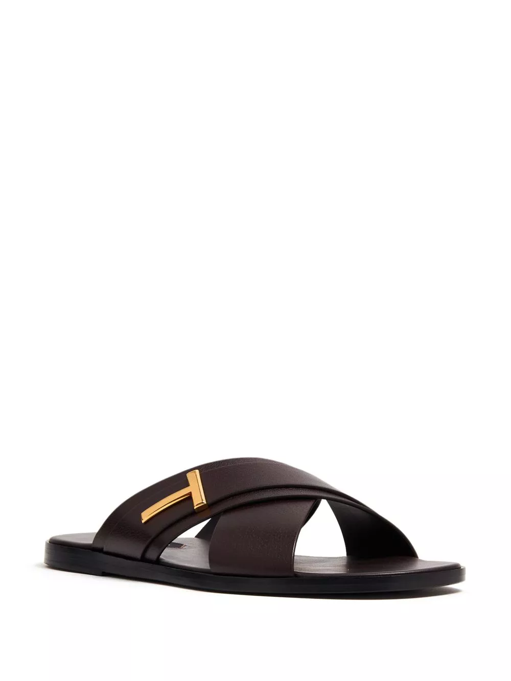 Affordable TOM FORD logo-plaque leather slides Men 0125