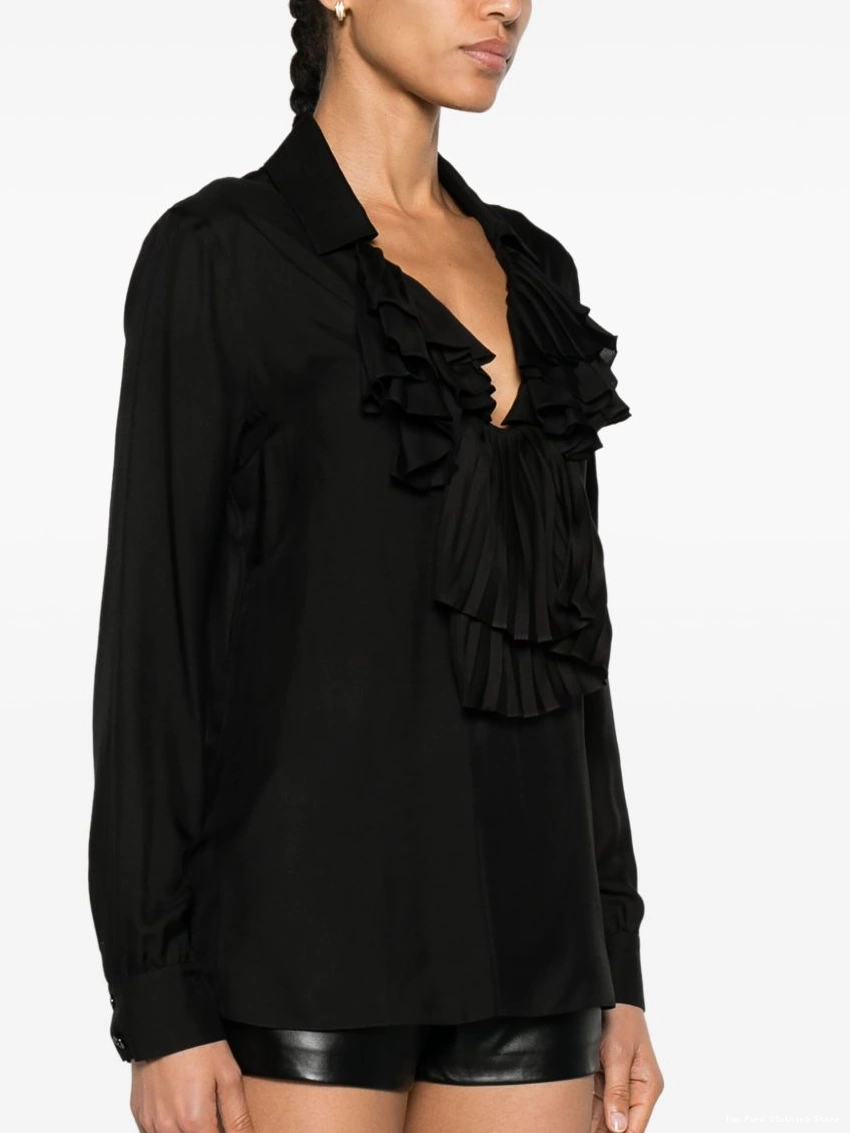 Affordable FORD Women blouse ruffle-collar TOM plisse 0219