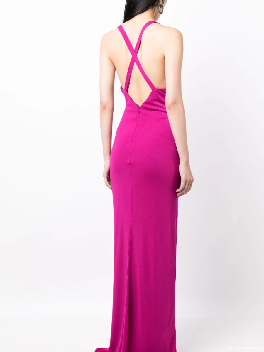 Affordable Women V-neck TOM maxi side-slit dress FORD 0210