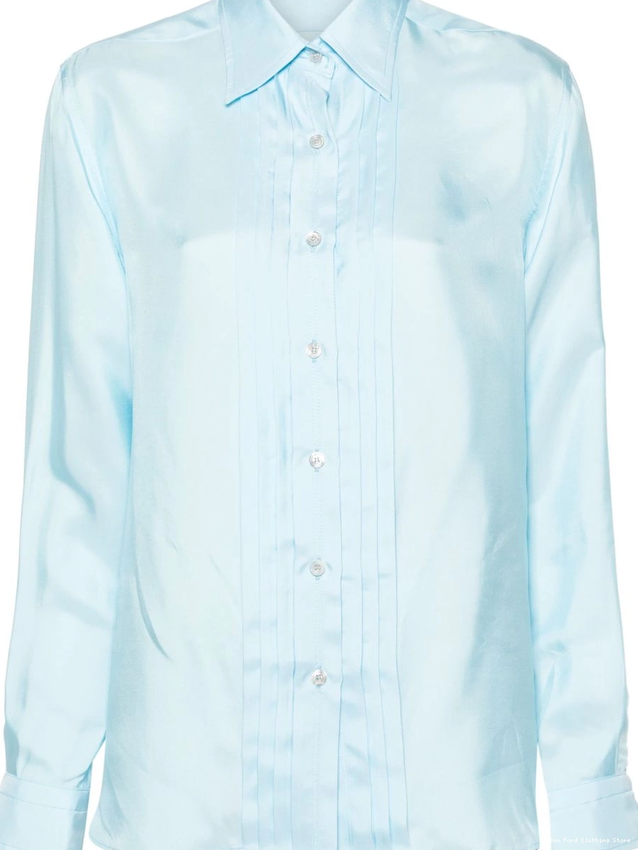 Cheap TOM pleat-detailing blend silk Women FORD shirt 0220