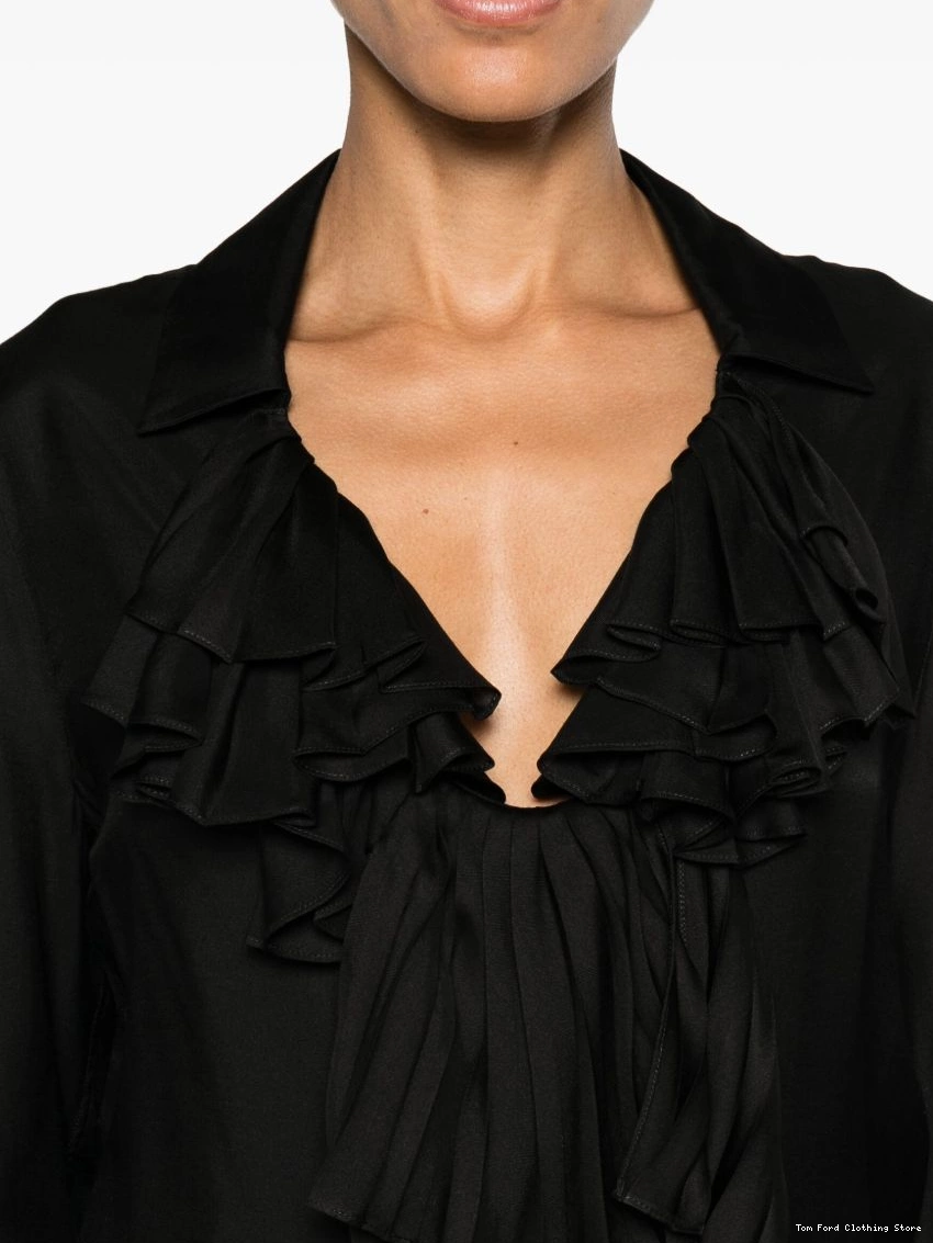 Affordable FORD Women blouse ruffle-collar TOM plisse 0219