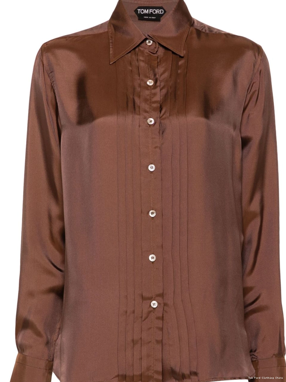 Cheap Women shirt twill-weave plisse-details TOM FORD 0210